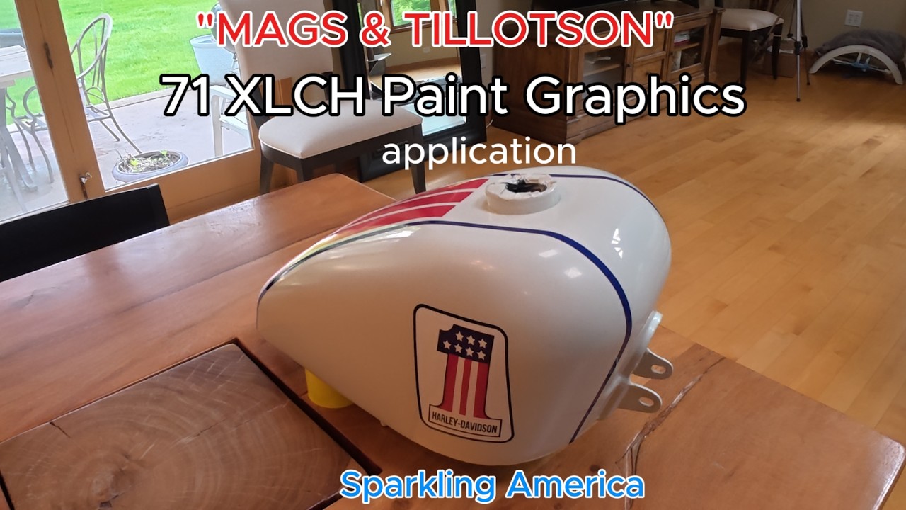 71 sportster XLCH gas tank sparkling America graphics install