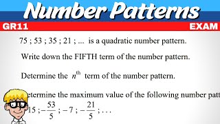 Celebrity Quadratic Pattern Grade 11: Exam Profile