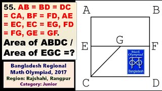 (Q.129) BDMO question solution, Regional, 2017 || Quadrilateral (Square) Triangle Geometry || Junior
