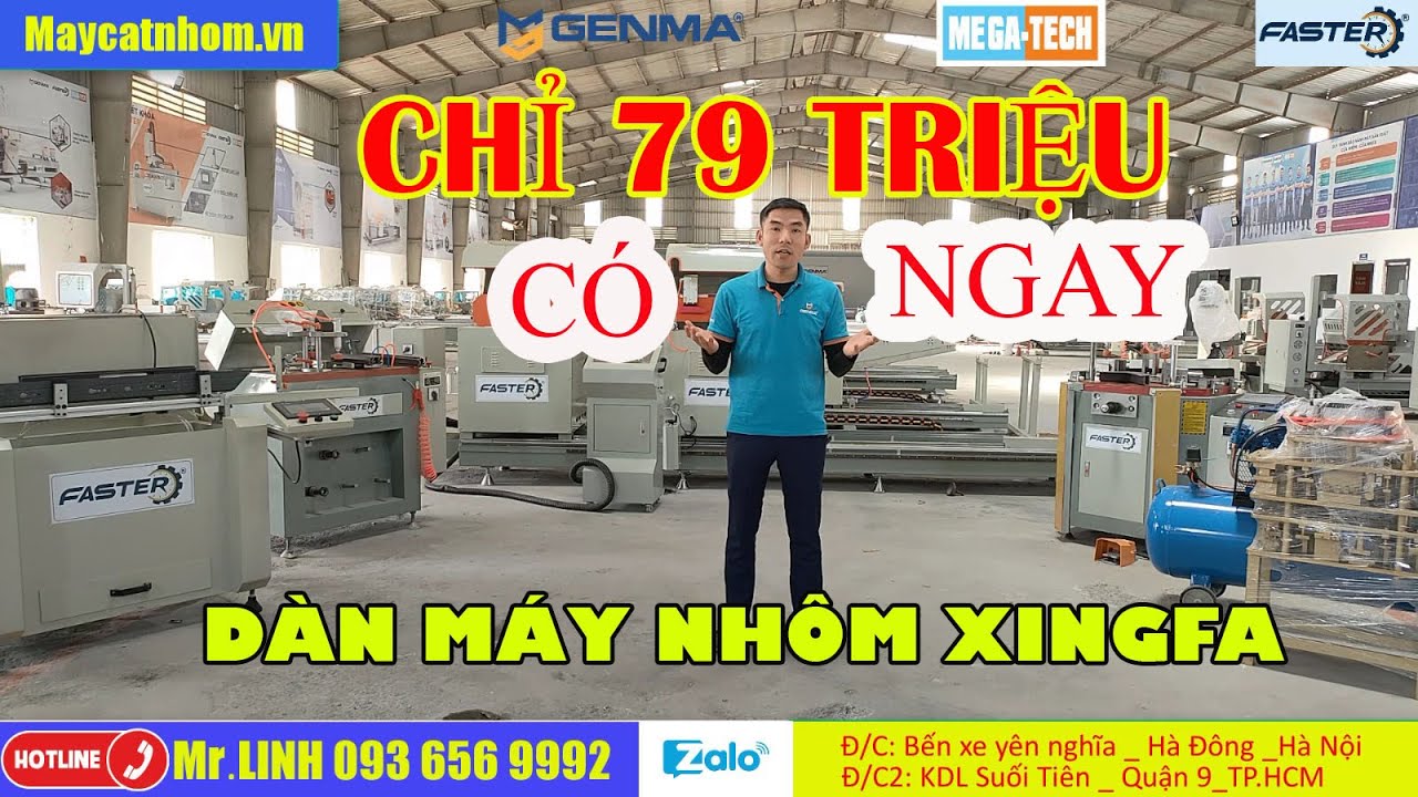 Máy cắt nhôm 2 đầu | dàn máy nhôm xingfa mới nhất | máy cắt nhôm Faster