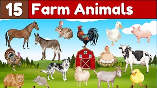 15 Farm Animals 🐔 Word List for Kids | ESL Animal Vocabulary Lesson with Pictures & Pronunciation
