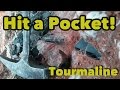 Mining a Giant Pocket of Black Tourmaline Crystals