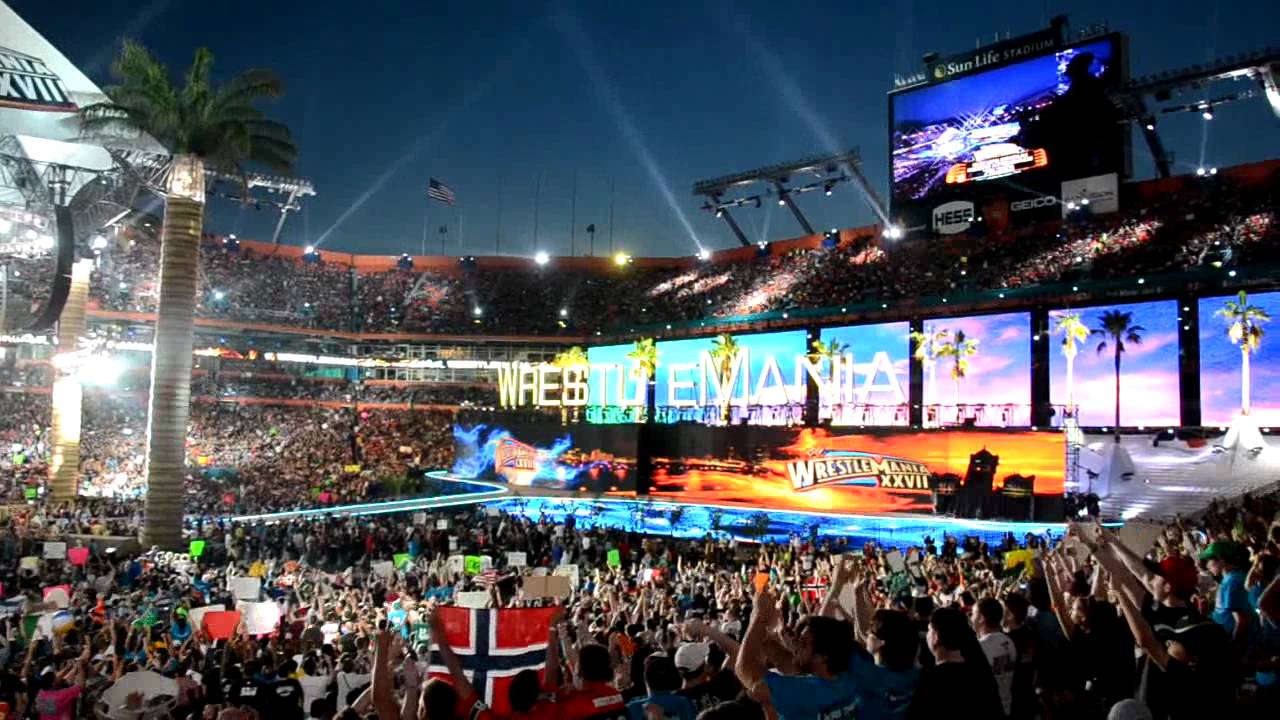 WWE WrestleMania 28 Attendance Record Pyro Celebration 