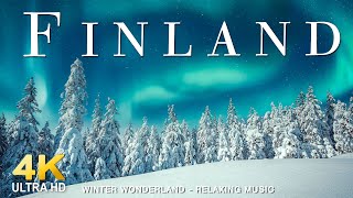 FLYING OVER FINLAND in WINTER (4K UHD) - Relaxing Music Along With Beautiful Nature Video - 4K VIDEO