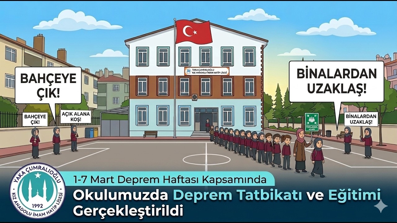 1-7 Mart Deprem Haftası Kapsamında Okulumuzda Deprem Tatbikatı ve Eğitimi Gerçekleştirildi