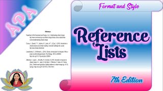 APA Format and Style 7th Edition: Reference Lists
