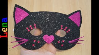 Katzen Maske basteln mit Lena  How to make cat mask DIY  как сделать маску кошки