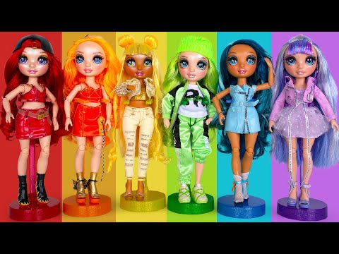 Abriendo 6 muñecas  COOL Rainbow High de trajes elegantes