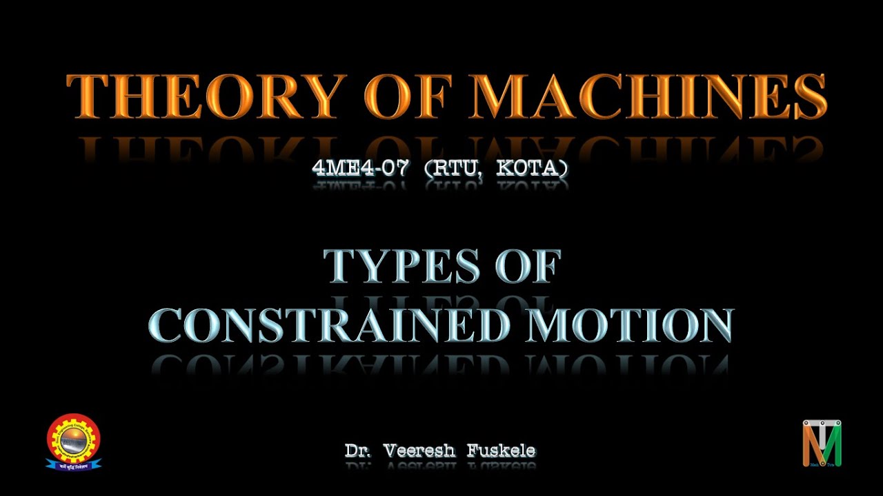 ME IV Sem. - TOM - L8 - Types of Constrained Motion - Dr. Veeresh Fuskele
