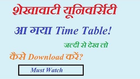 Shekhawati University Time Table 2019 | BA BSc BCom Exam Date Sheet (Released)