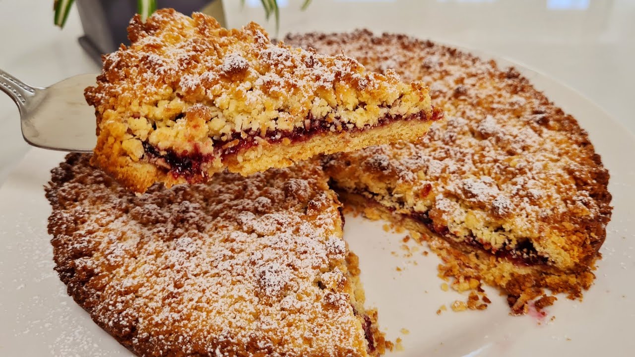 Blackcurrant Jam Coconut Crumble Cake || Crumble Tart || A very delicious Recipe