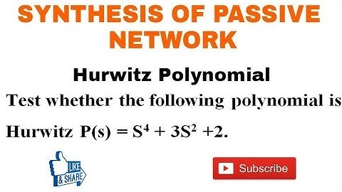 5.Numerical Problem on Hurwitz Polynomial & Properties of Hurwitz Polynomial
