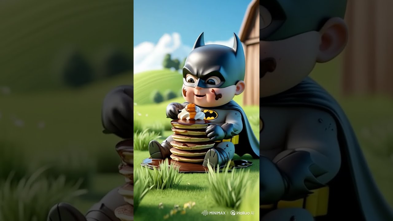 Baby Batman Devours a Tower of Chocolate Pancakes! 🍫🦇