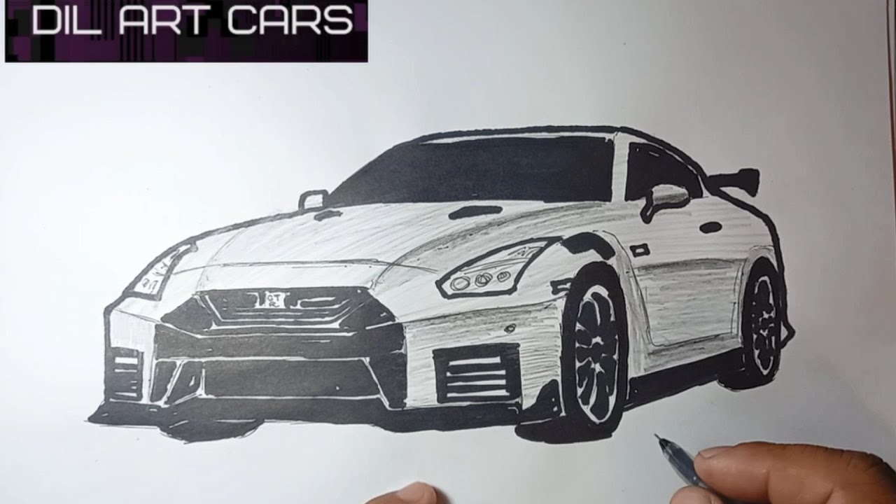 Nissan / GT-R / Drawing car / HOW TO DRAW A CAR - YouTube