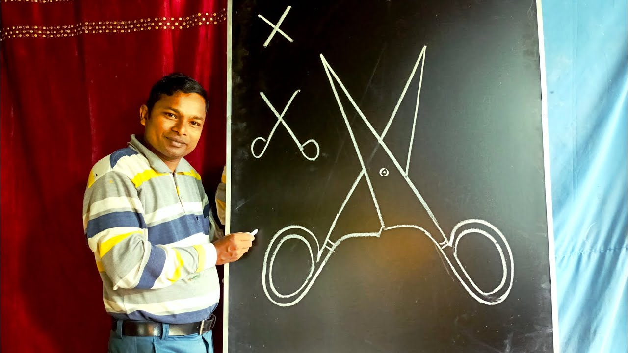 How to draw a Scissors for kids / Scissors drawing step by step / Drawing tutorial