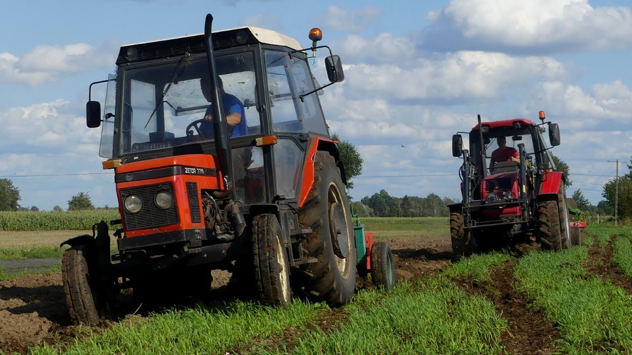 Orka na dwa ciągniki Belarus 920.4 i Zetor 7711 [Dźwięk silnika]
