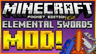 ★MINECRAFT POCKET EDITION 0.12.1 - NEW ELEMENTAL SWORDS MOD & CUSTOM FLATLAND MOD SHOWCASE★ screenshot 1