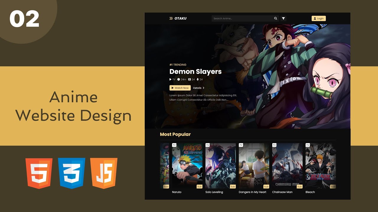 Responsive Anime Website Design Using HTML/CSS/JS || Part 2 [Posts ...