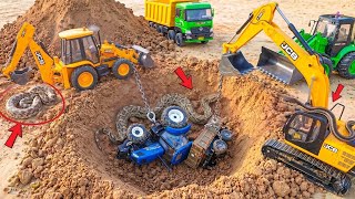 Snake Attack &amp; Tractor Accident! JCB 5CX Excavator Rescue Tipper Truck | JCB Tractor Cartoon