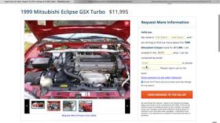 1999 Mitsubishi Eclipse GSX FOR SALE 1 OWNER 147K MILES ACCIDENT VIN 4A3AL54F0XE021772 PLUS CARFAX