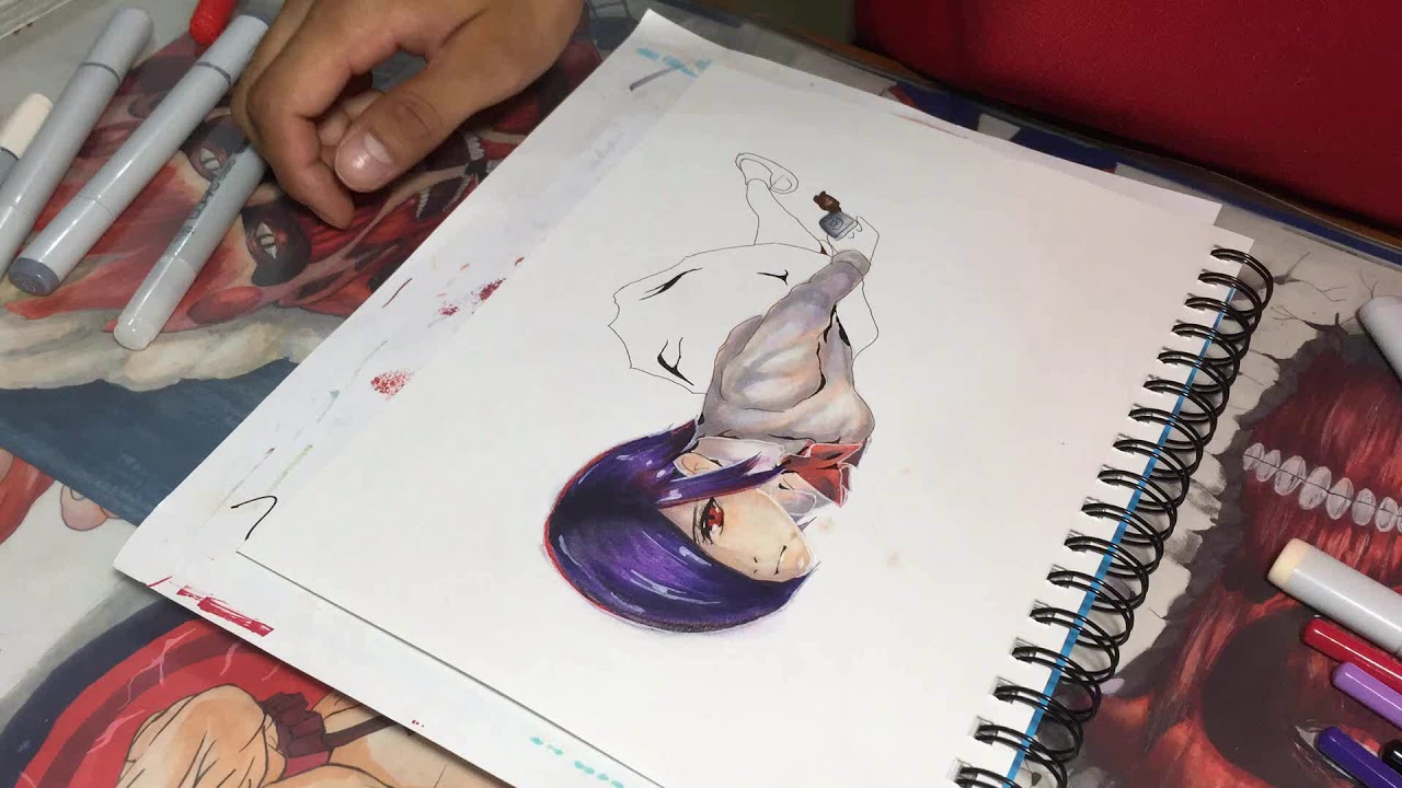 Drawing Touka Kirishima Tokyo Ghoul Copic イラスト 東京喰種 霧島トーカをコピックで描いてみた Youtube