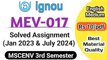 MEV-017 solved Assignment 2023-24 | Mev 017 Ignou assignment jan 2023 to July 2024 || MSCENV sem-3