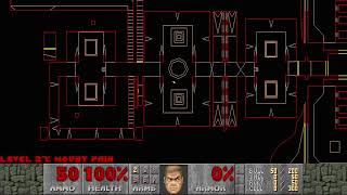 Final Doom TNT level 27, Mount Pain: Keys & exit - Automap view
