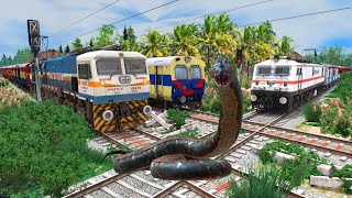 ANGRY ANACONDA Vs Three Trains - Stops the train | Train Simulator