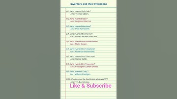 Important inventors and their inventions/Important Scientists_Gk quizs_Mcqs#gk#shorts#youtubeshorts