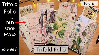 Trifold Journal From Old Book Pages ⭐Upcycle Recycle Junk Journal Tutorial