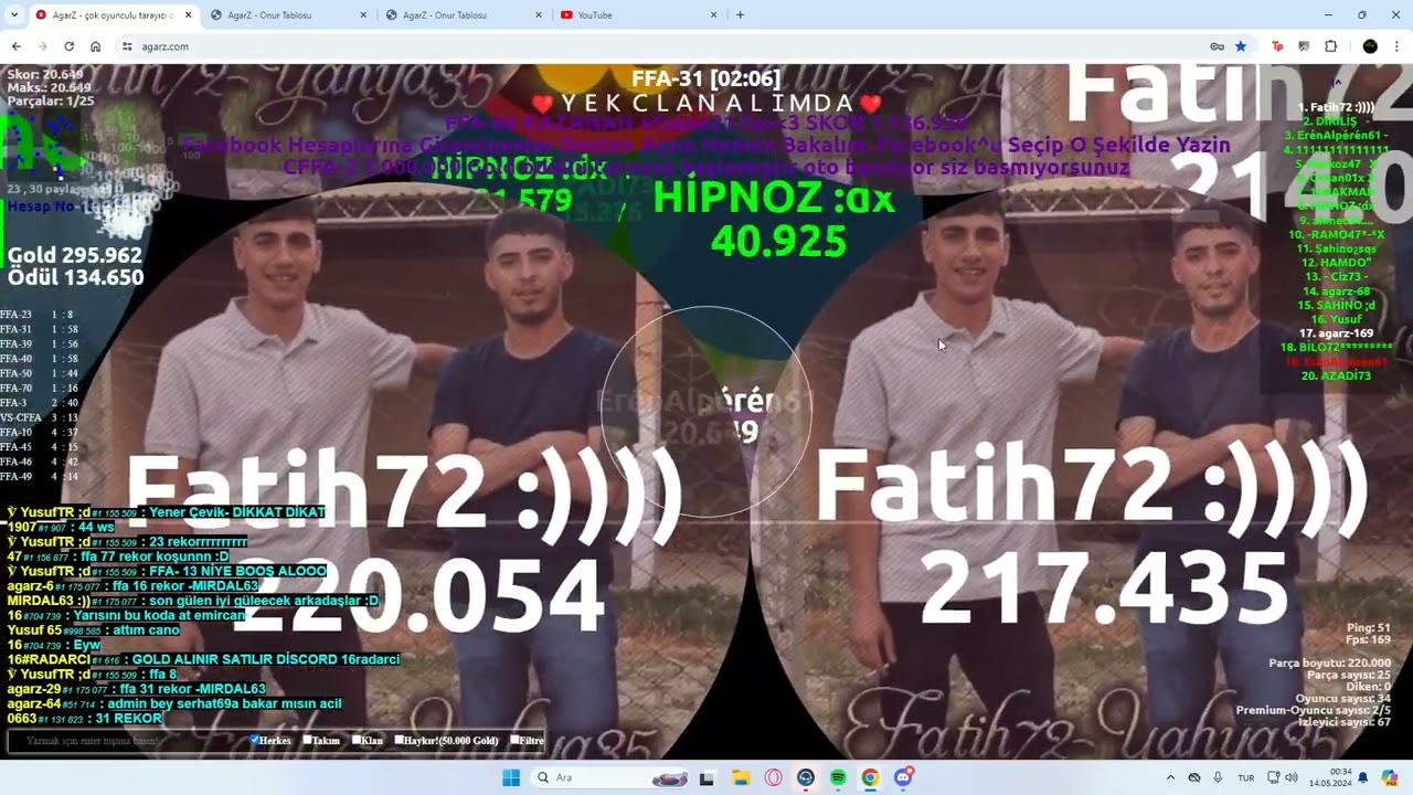 AGARZ | FFA 31 SİTE REKORU 16fatih72  5.500.000 SKOR (SESLİ)