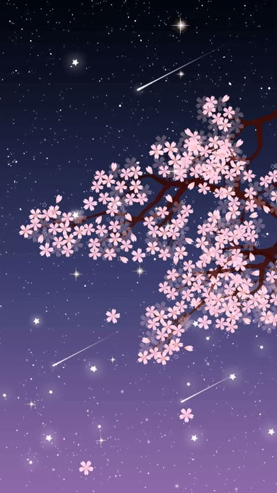 Starry Cherry Blossoms Tree Animated