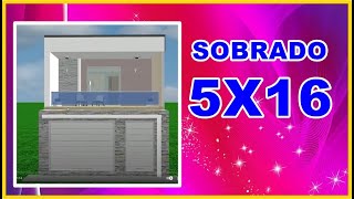 Sobrado 5x16 lindo com 3 quartos e piscina EM MEIO LOTE