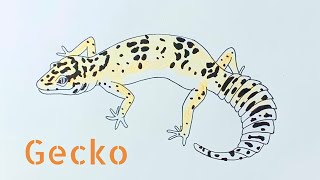 How to draw a leopard gecko easy
