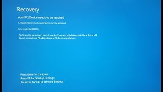 حل مشكلة خطأ Your pc needs to be repaired 0xc0000185 عند تشغيل الكمبيوتر Windows 10