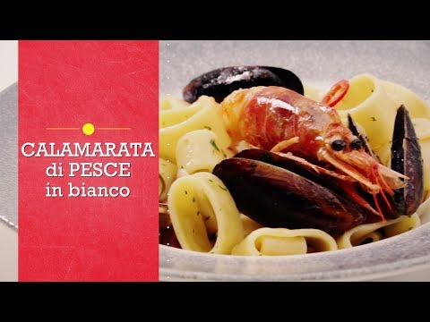 Calamarata di pesce in bianco