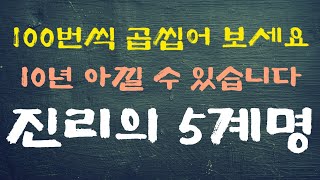 100번 곱씹어서 뼈에 새기세요. 5계명을 깨닫고 멘탈이 무적으로 강해졌습니다. 저는 10년 뼈 아픈 실수를 통해 고통스럽게 배웠지만, 여러분은 쉽게 체화하세요.