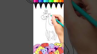 How to Draw a Giraffe Drawing & Coloring #toddlers #art #easydrawing #simpledrawing #painting