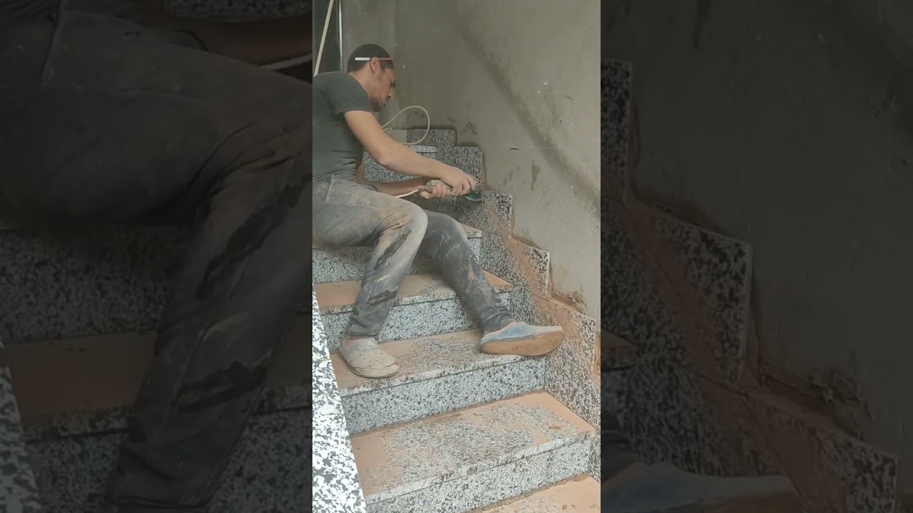 #سيراميك اسرع طريقه في عمل وزرة سكلو السلم سيراميك بدل الرخام