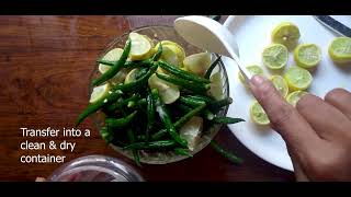 No Oil Lemon Chili Pickle | Nimbu Mirch Ka Achaar | Green Chili Lemon Pickle | Oil Free Pickle