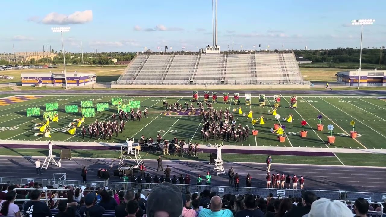 Donna High School Marching Band performing at Pigskin Jubilee on 10/18/25