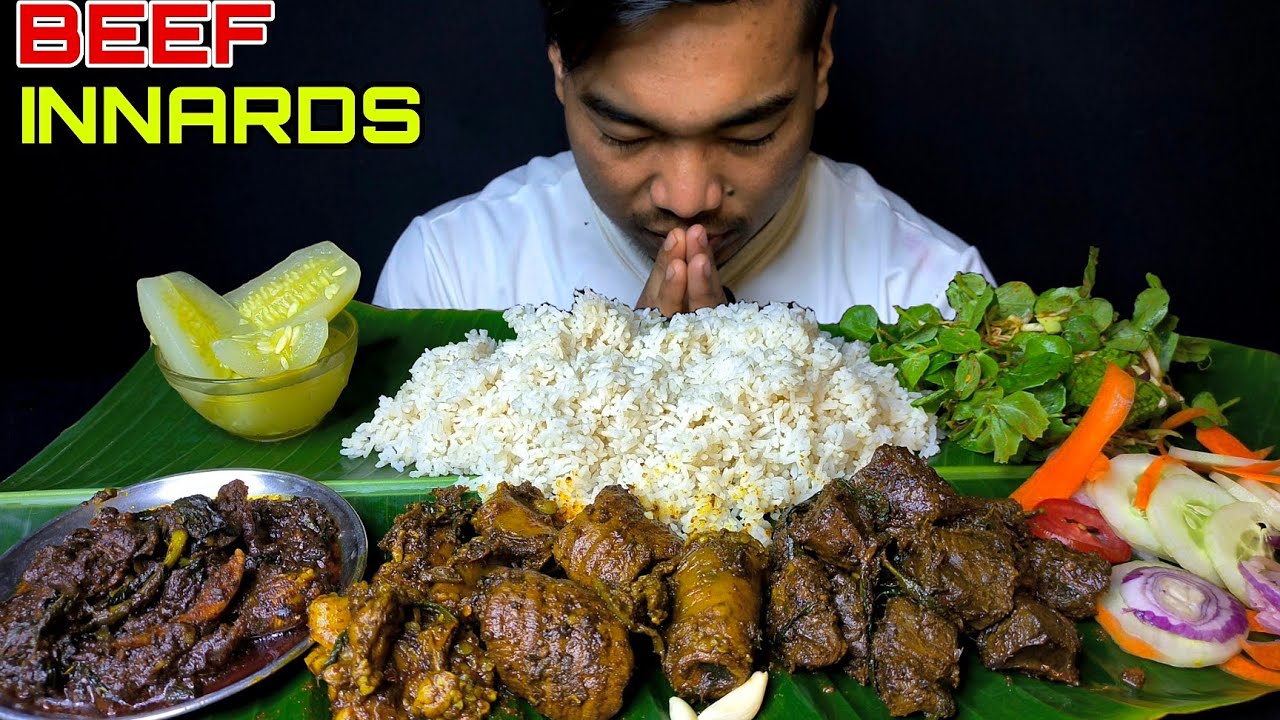 BIG BITES MANIPURI MUKBANG//BEEF INNARDS,SINGJU,SALAD,CHAMPHUT||