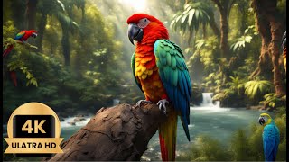 Colourful Parrots in 4K | 4k relaxation video | relaxation song