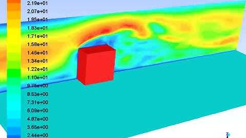 LES of flow around wall mounted cube at Re = 40000