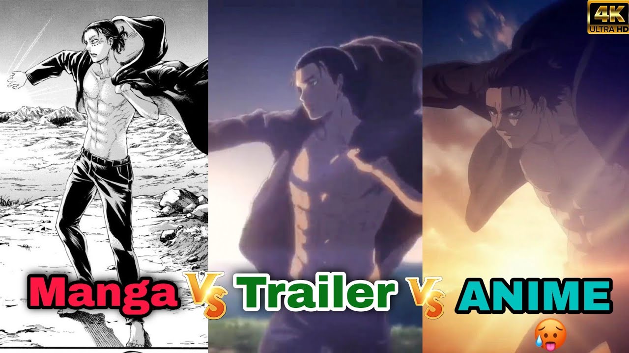 Eren Jacket Manga vs Trailer vs Anime in 4K Resolution