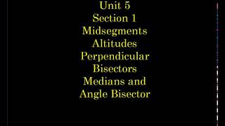 Geometry Unit 5 Section 1 Parts of Triangle