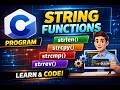 C Program to implement string functions | strlen, strcpy, strcmp, strrev in string.h library file