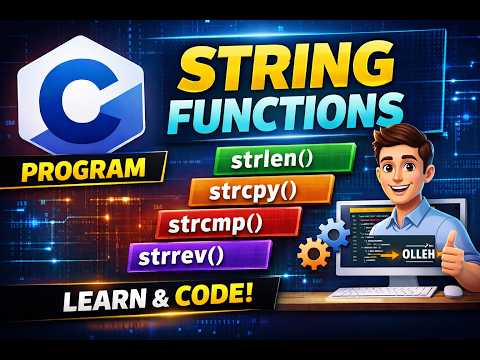 C Program to implement string functions | strlen, strcpy, strcmp, strrev in string.h library file