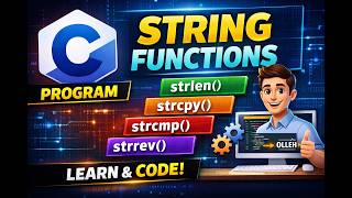 C Program to implement string functions | strlen, strcpy, strcmp, strrev in string.h library file