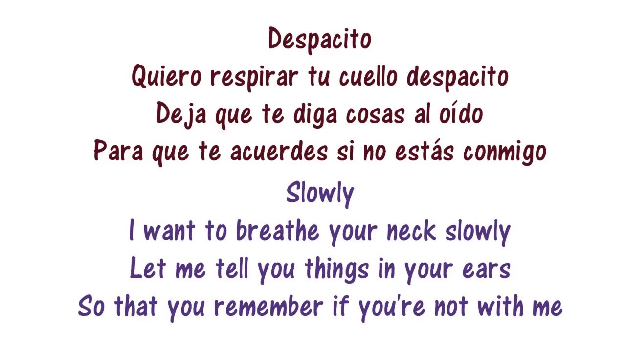 Despacito Lyrics In English And Spanish YouTube